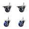 Service Caster 3'' Blue Poly Wheel Swivel 7/16'' Grip Ring Stem Caster Set 2 Brakes, 4PK GR20S314-PPUB-BLUE-PLB-716138-2-S-2 - alternate 1